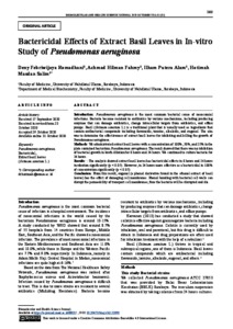 Bactericidal Effects of Extract Basil Leaves in In vitro Study of